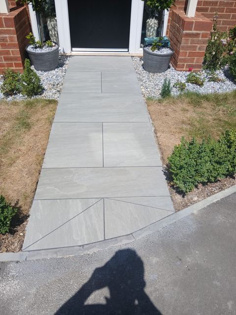 Grey paving front entrance